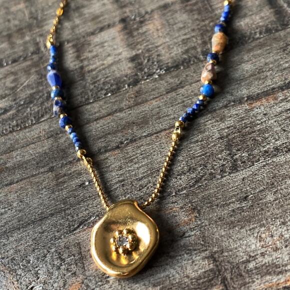 NEW Starburst Pendant Lapis Lazuli Layering Necklace - Picture 12 of 16